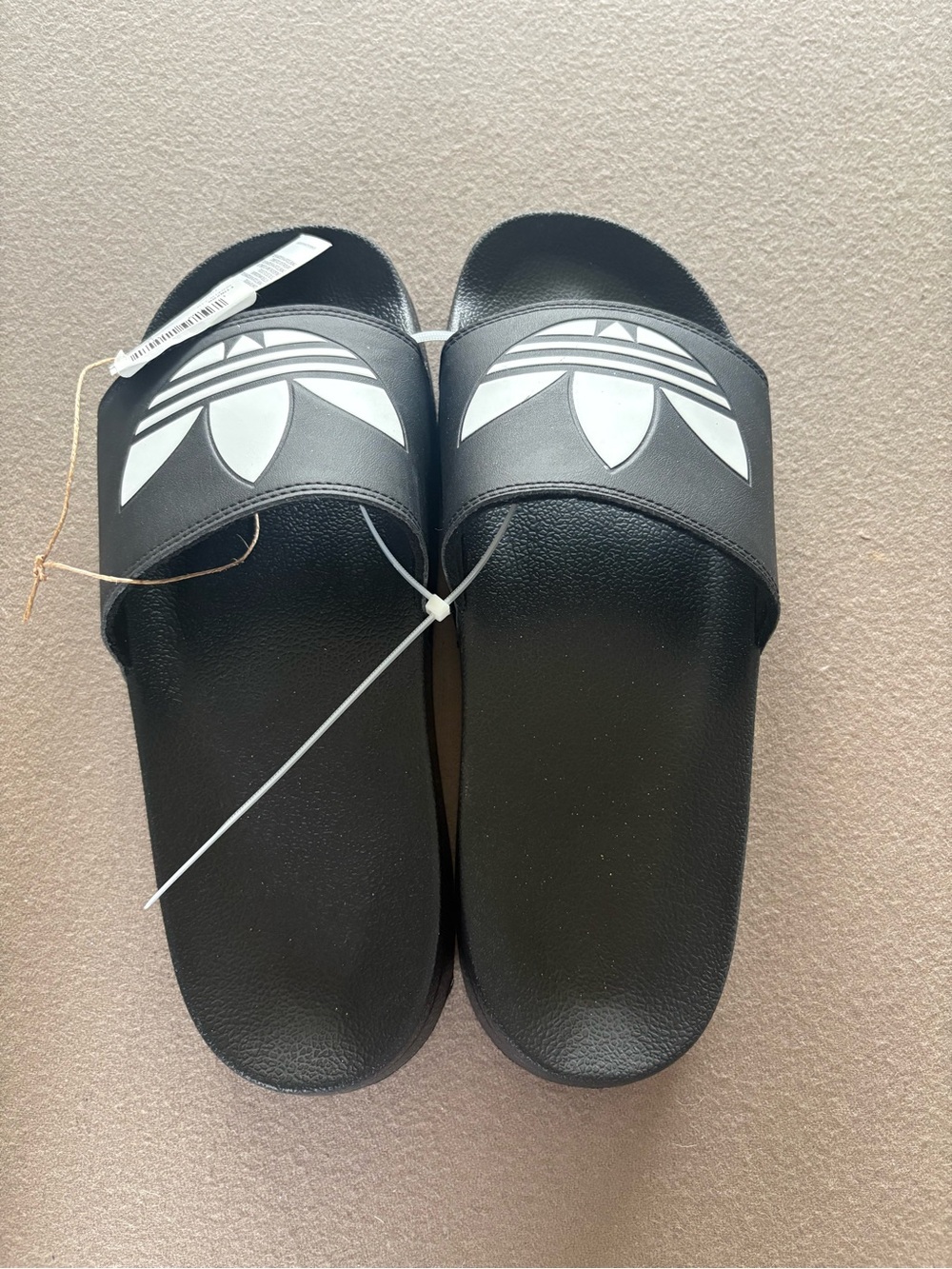 adidas Black Slide Sandals with White Trefoil Logo